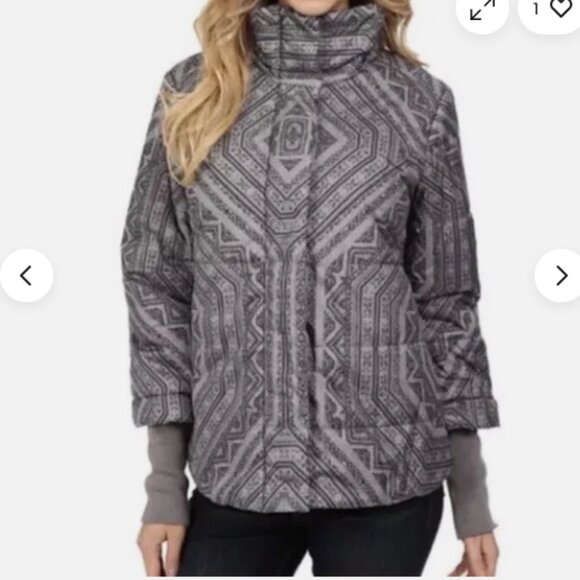PRANA Lily Puffer Jacket Gray Printed Sz M - Picture 1 of 7